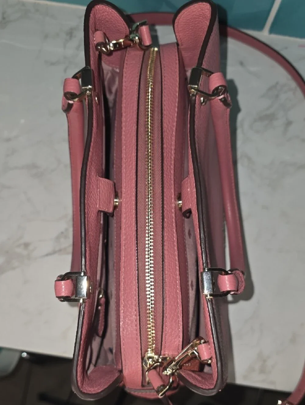 kate spade PINK LEILA Medium TRIPLE Compartment Satchel Crossbody Strap